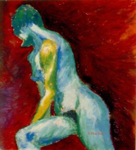 Blue Nude #1 (7 1/2" x 8" - 16" x 17" framed)