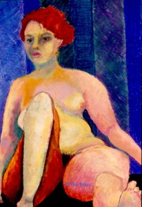 $250.00 Red Hair Nude (15" x 21" - 22" x 27 1/4" framed)